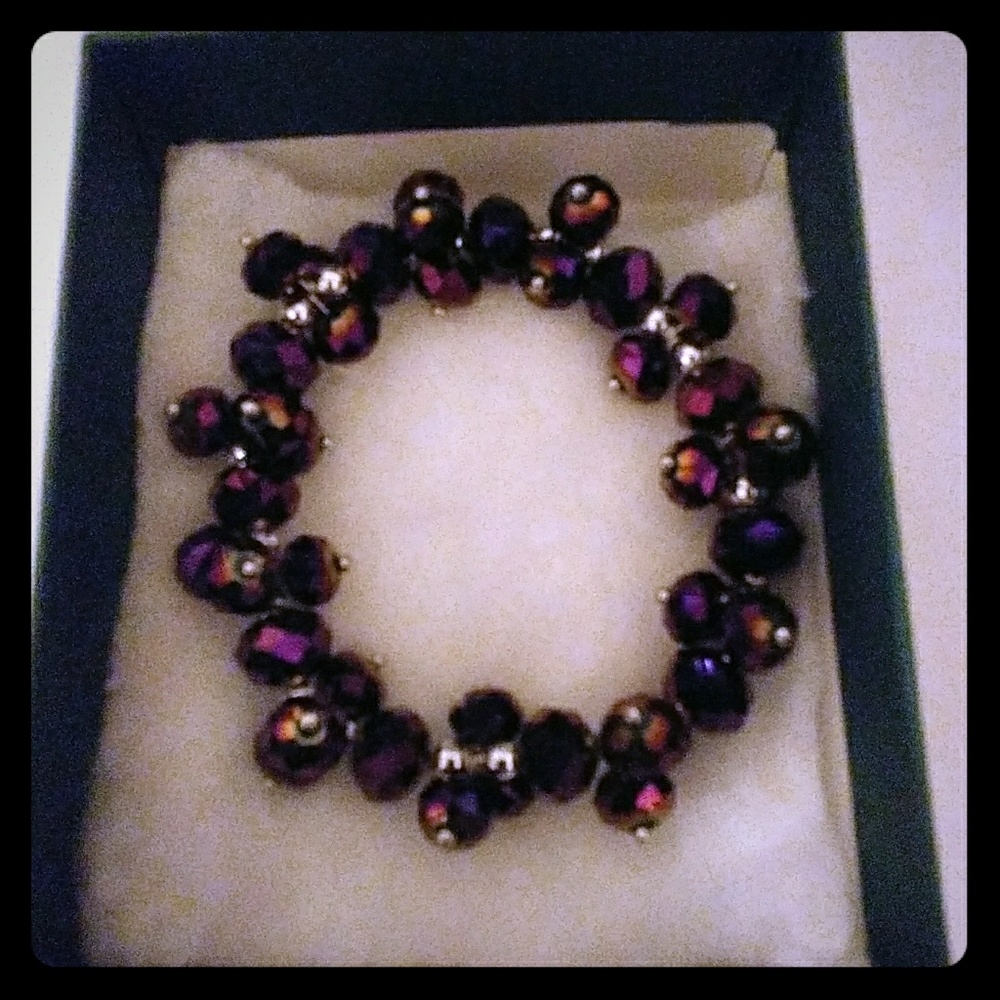 Purple Metallic Crystal Bracelet - Picture 1 of 8